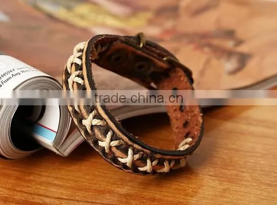 Fashion Jewelry Leather Bracelet Punk Motorcycle Biker Bangle Bracelets photo-3