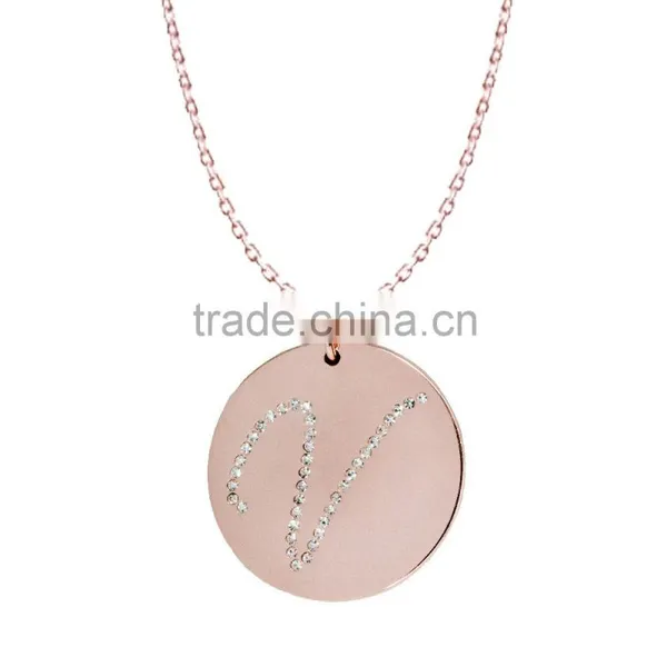 Silver/Brass in 14k White Gold or Rose Gold Collection in Italics Alphabet 'V' Customize Design Pendants photo-2