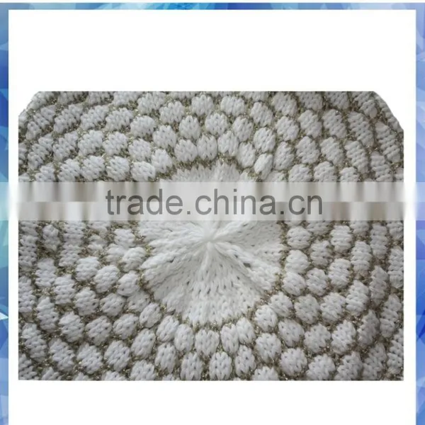 Lurex Popcorn Knit Knit Beret for Women photo-6