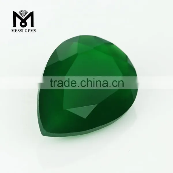 Loose Pear Machine Cut Natural Deep Green Agate Gemstone Price photo-3