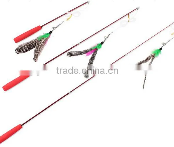 QQPet Telescoping Fishing Rod Spin Feather Cat Wand Cat Teaser Toys photo-2