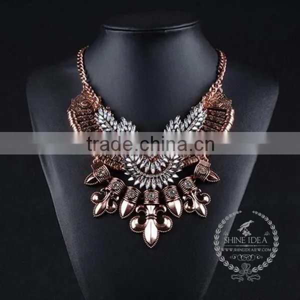 High Quality Vintage Acrylic Rhinestone Chunky Statement Necklace Tin Alloy Fashion Women Pendant Necklace 6390098 photo-3