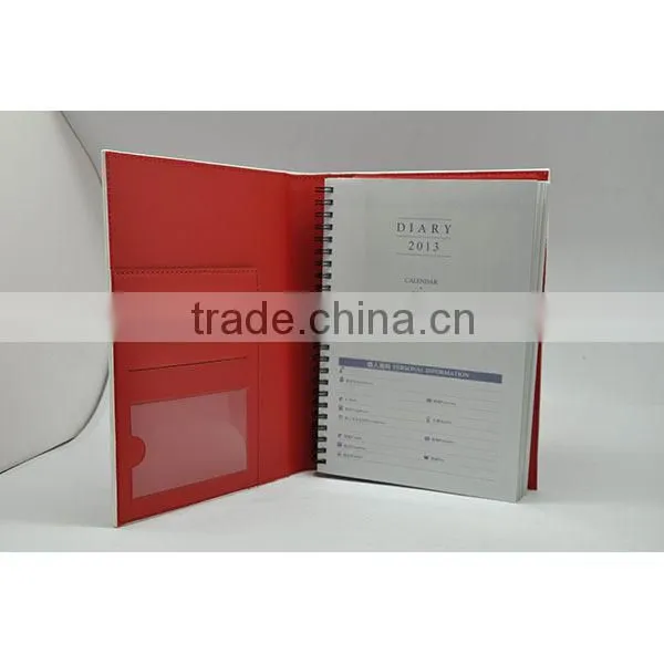 Refillable Leather Notebook With Business Card Holder