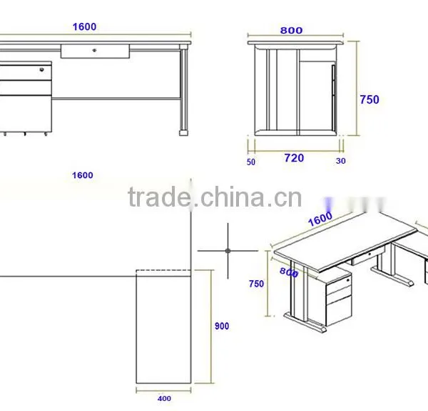 Hot Selling L Shape Steel Office Desk With Wooden Top photo-2