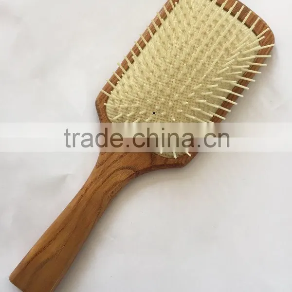 Wooden Handle Nylon Pins Square Cushion Hair Brush