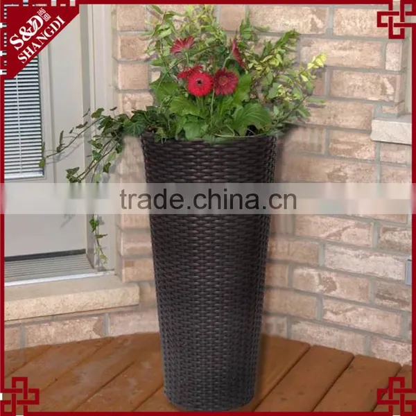 Black Resin Rattan Home/garden Indoor Big Decorative Plant Pots Indoor photo-2