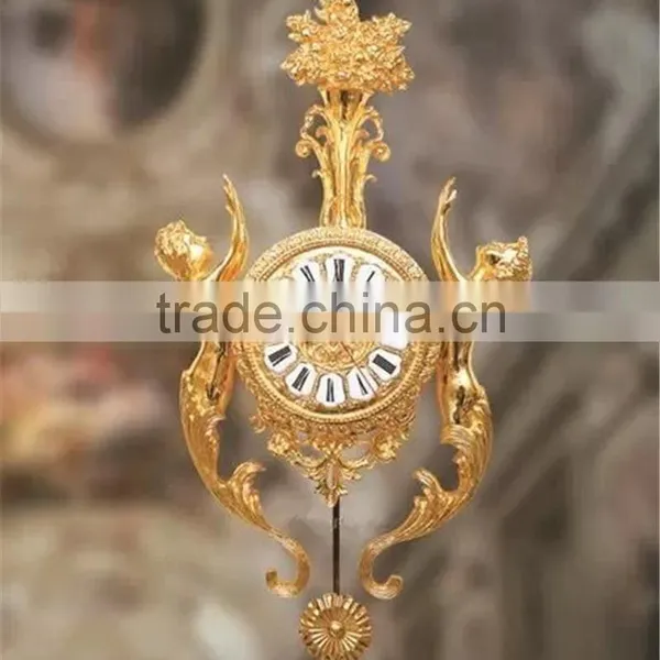 Luxury 24K Gold Plated Wall Hanging Clock With Candle Lights, Elegant Copper Mounted Home Decoration Art photo-6