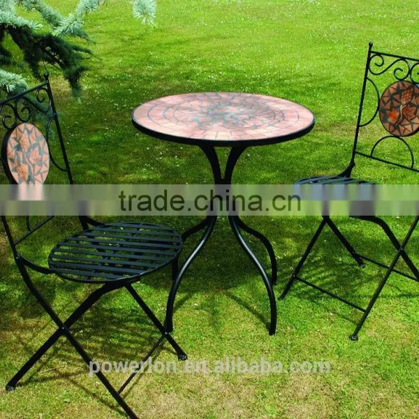 Mosaic Bistro Set Golden Brown KD Table Folds up Chair photo-6