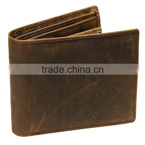Manufacture Crazy Horse Leather Short Men's Wallet With ID Card Holder photo-5