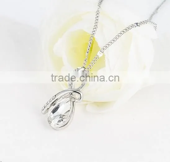 Bule Crystal Necklace/ Austrian Rhinestone Drop Pendant Necklace photo-2