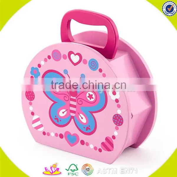 Wholesale Role Play Wooden Jewelry Box Toy Beautiful Pink Wooden Jewelry Box Toy Hot Kids Wooden Jewelry Box Toy W10D105 photo-2