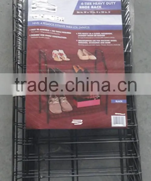 Suitable for Holding 16 Pair Shoes 4 Tier Steel Tube Black or Whte Wire Shoe Rack photo-2