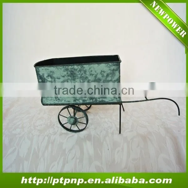 Shabby Cart Metal Craft Flower Pot