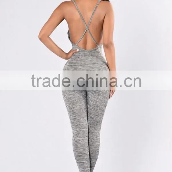 Blank Catsuit Latex Sexy Scoop Neck Criss Cross Back Skinny Leg Sexy Romper Women photo-4