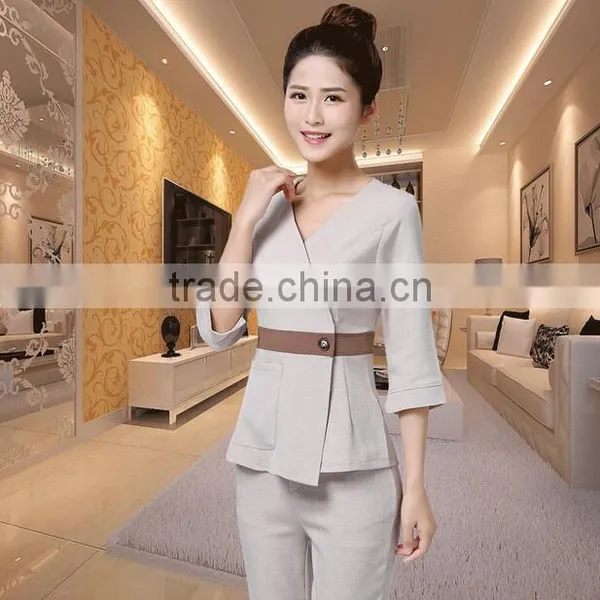 Custom Fashion Slim Fit Latest Design Spa Shop Staff Workwears Uniforms for Women photo-6