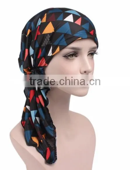 New Stretch Cloth Print Scarf Cap Scarf Hat Chemotherapy Hat photo-3