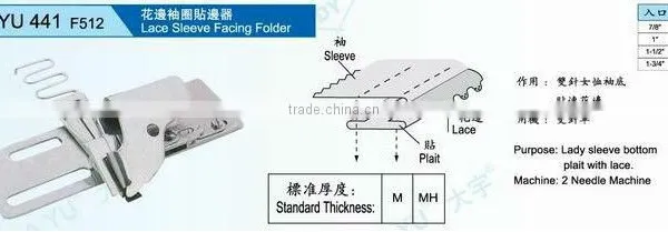 Sewing Attachment Binder Lace Sleeve Facing Folder DA YU 441 F512 photo-2