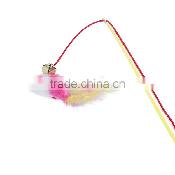 Plastic Wand Pet Teaser Mouse Animal Yellow Bell photo-2