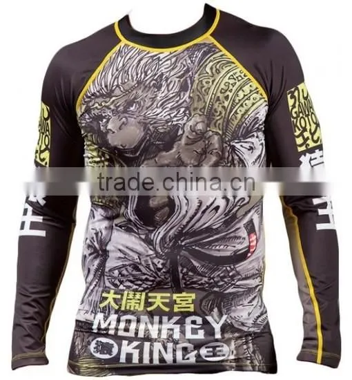 Wholesale Custom Sublimated Lycra Long Sleeve BJJ Rash Guard photo-5