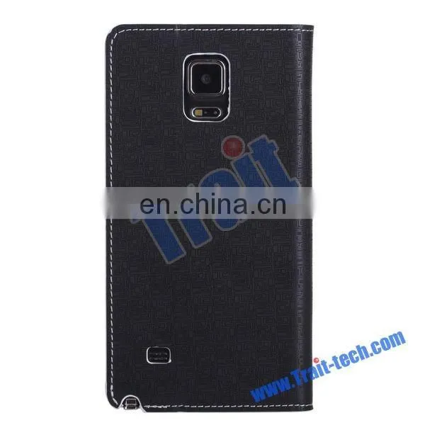 Dual-color Maze Pattern Flip Stand PC+PU Leather Case for Samsung Galaxy Note 4 N910 With Card Slots photo-4
