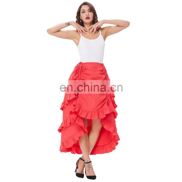 Belle Poque Women's Costume Cotton Red Retro Vintage Gothic Skirt High Low Skirt BP000222-2 photo-2