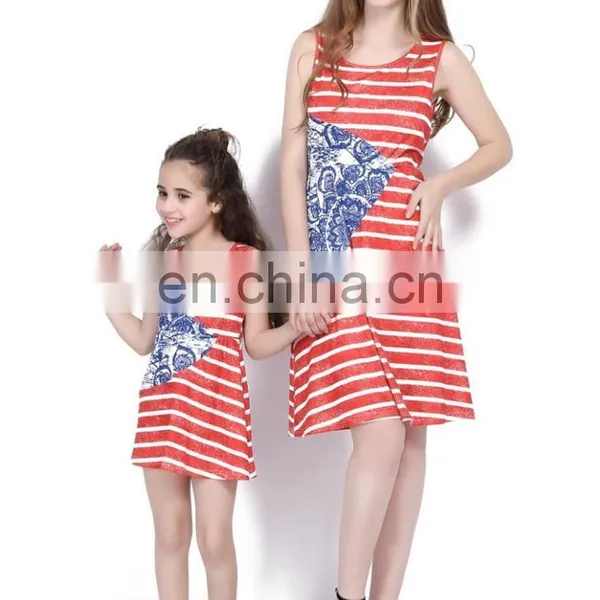 2019 Summer Red and White Stripes Matching Outfits For Mother And Daughter (this Link for Girls,1-12years) photo-2
