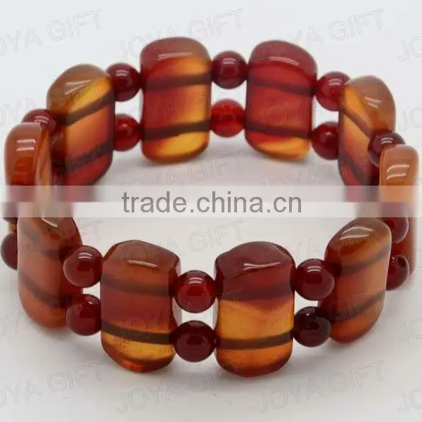 Natural Red Agate Stone Beaded Bracelet