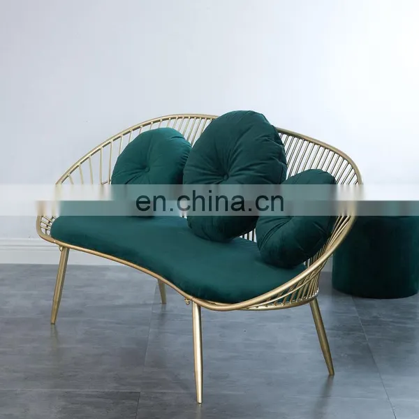 Simple Modern Iron Sofa Chair Milk Tea Shop Double Creative Leisure Sofa Chair Velvet Leisure Chair photo-3