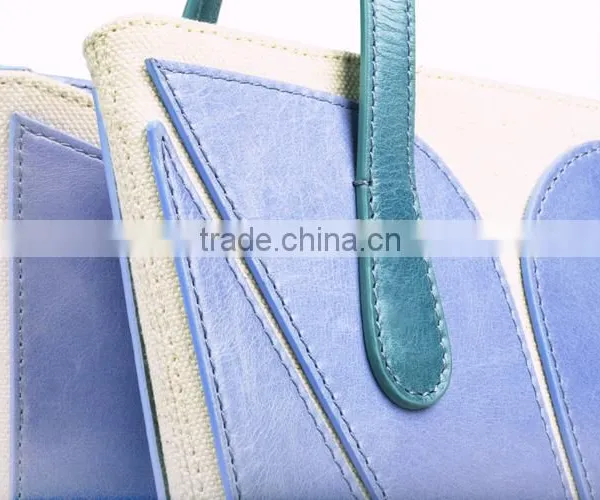 Oringal Designer New Brand Genuine Real Cow Leather Mix Cavans Butterfly Single Shoulder Bags Handles Handbag for Women photo-6