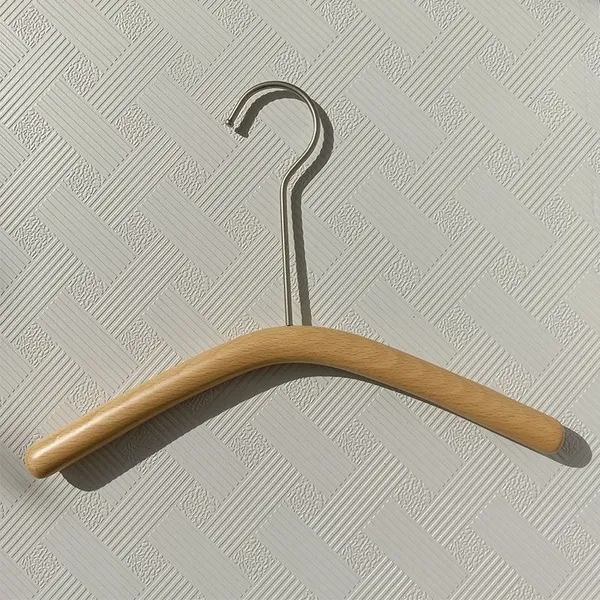 Korean Beech Customized Cloth Hangers Wood Coat Pants Rack Luxury Clothes Hanger With Anti-slip Clip photo-2