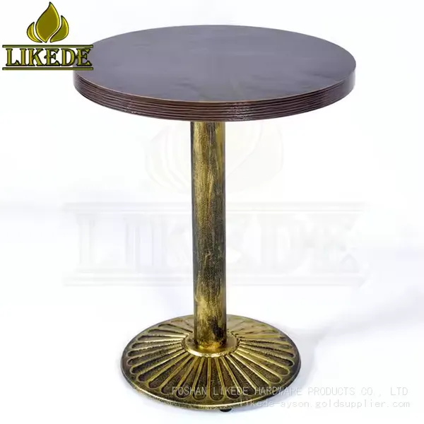 24-Inch Round Bronze Base Cast Iron Bistro Table With Wrought Iron Bar Top for Restaurant Use photo-4