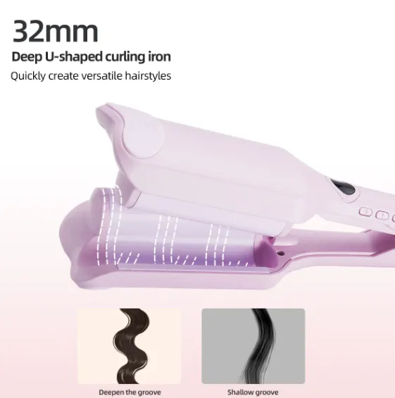 Hot Selling Chicken Rolls Curler/multi Gear Temperature Regulating Big Wave Water Corrugated Two Tube Curling Stick（Wechat:13510231336） photo-5