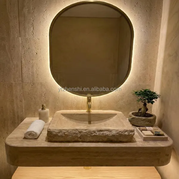 Travertine Marble Rectangular Vessel Sink Factory Direct Wholesale Customizable Hand Wash Basin OEM ODM Marble Sink for Hotel photo-4