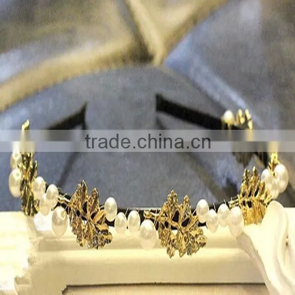 Tokyo Milk Wedding Accessories 2015 Wholesale Gold Pearl Leave Head Band photo-3