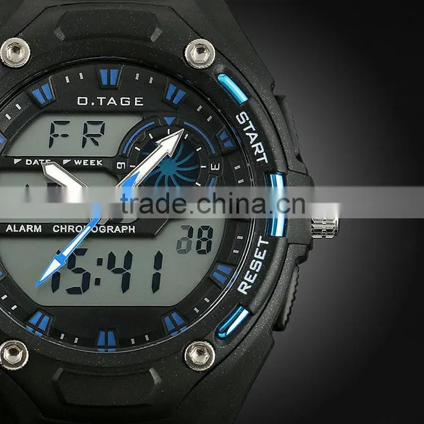 Men's Blue Rubber Digital Analog Dual Dial Sport Watch WS066