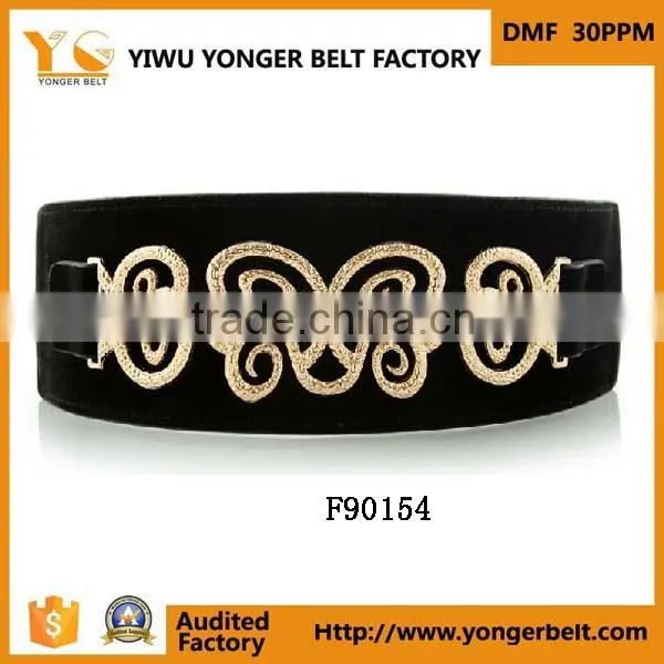 Beautiful Wide Metal Hook Buckle High Quality Cool Women Elastic Belt