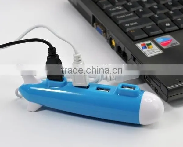 Promotional Gift Submarine Shaped 4 Port Usb Hub for Computer Laptop photo-2