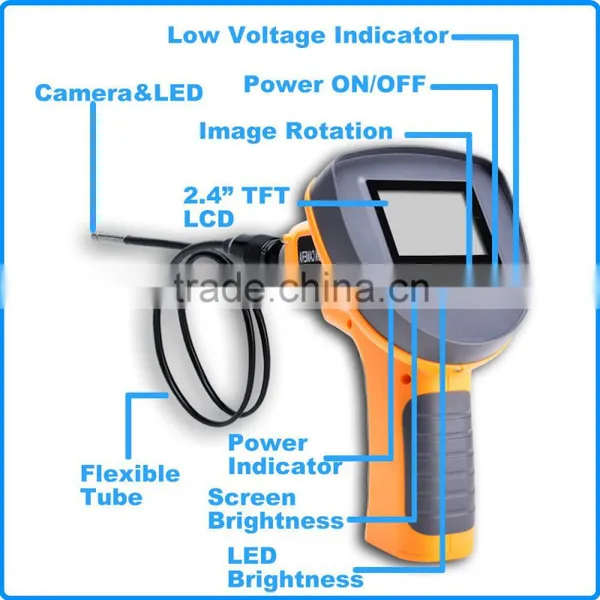 2.4" LCD Borescope Endoscope 3.9mm 1M IP67 2 LEDs Rotaion 360 Inspection Camera photo-3