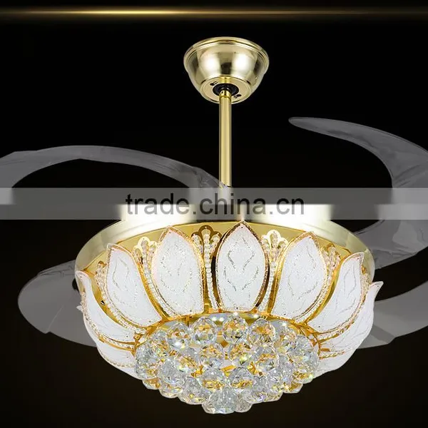 High Quality Hotel Decorative Crystal Ceiling Fan With LED Light photo-2