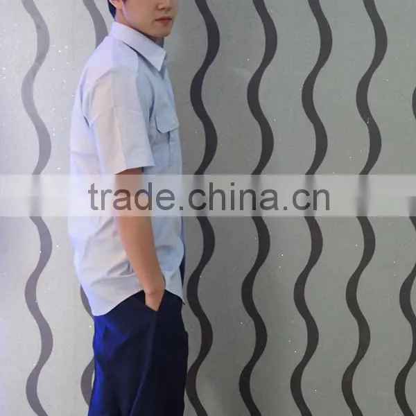 Light Blue Men's Short Sleeve Shirt Army Uniform photo-5