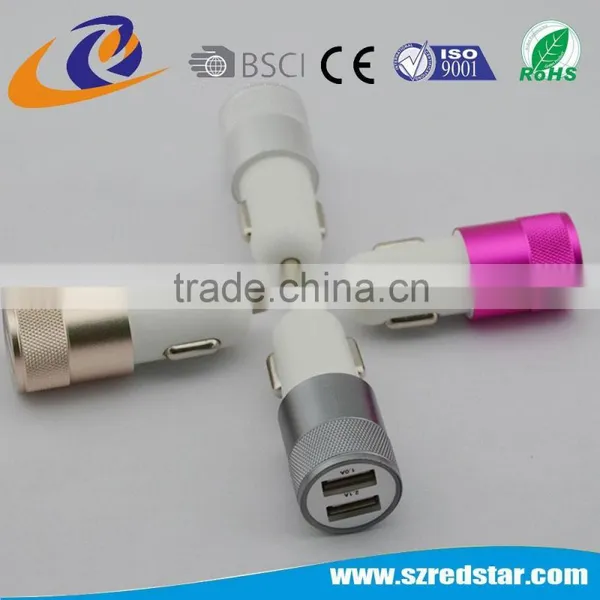 High Power 5V 2.1A Original Design 2 Usb Car Charger for Mobile Phone and Tablet