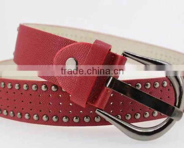 Women's Porpular Studded 35Mm PU Leather Belt With Hematite Buckle photo-5