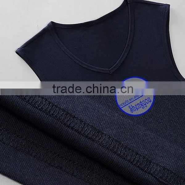 Custom Wholesale 100% Cotton Sports V-neck Tank Top Men photo-6