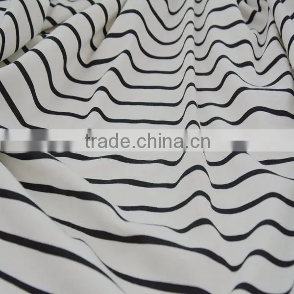 Jiufan Textile Stripe Printed Spun Polyester Spandex Single Jersey Knit Roma Fabric photo-4