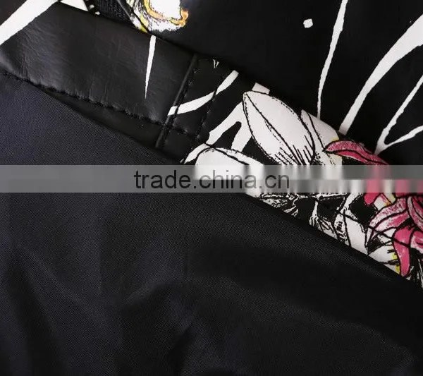 Wholesale Clothing Floral Print PU Motor Jacket photo-6
