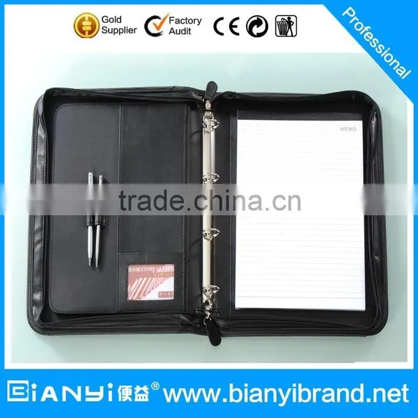 2016 Multi Functional Soft A4 Magnetism Leather Portfolio With Ring Binders and Retractable Handle photo-2