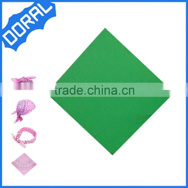 Plain Pure Green Multifunctional Square Cotton Bandana With Size 55*55cm