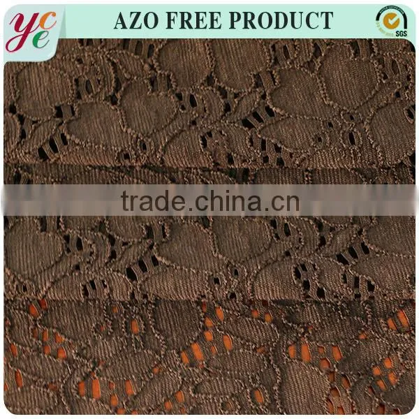 Fashion Style Brown Nylon Lace Stretch Hard Wearing Fabric photo-4