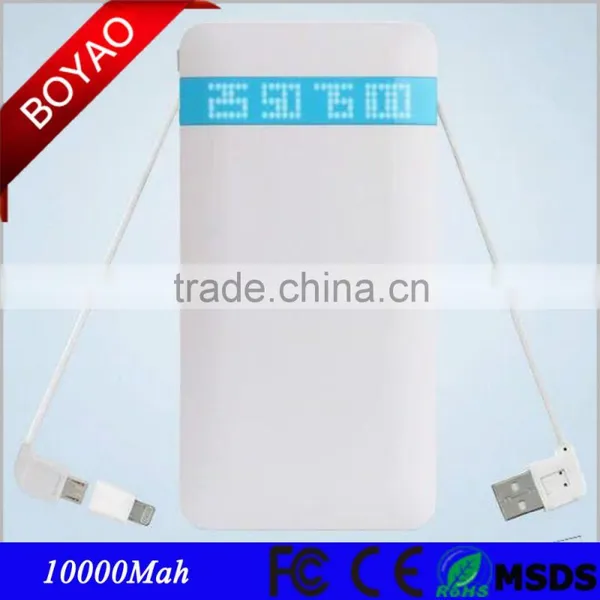 Factory New 8000mah Ultra Slim Powerbank With Double Cable and Connector for IPhone 5/5S/6/6S