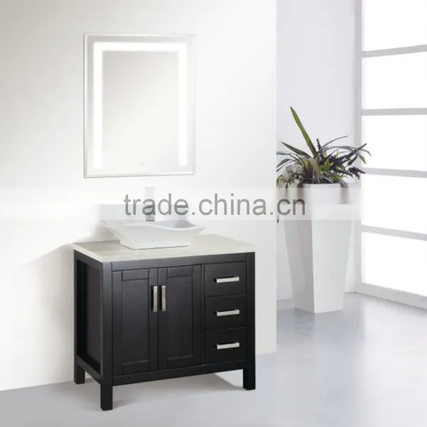 Salable Solid Wood Bathroom Cabinet With LED Mirror photo-5